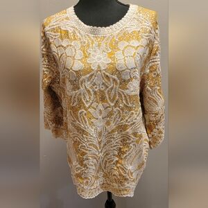 Solitaire Yellow and White Long Sleeve Top